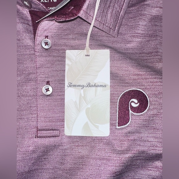 TOMMY BAHAMA 👕 PHILLIES MENS MAROON SPORT SAN RAPHAEL SHORT SLEEVE POLO, NWT,XL - Picture 2 of 4